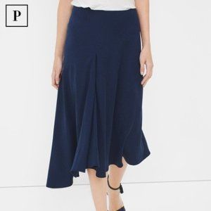 NWT WHBM Front-Pleat Asymmetric Midi Skirt